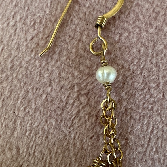 Baroque Freshwater Pearl Cascade Drop Earrings | Gold Tone | Boho Bridal - Picture 7 of 11